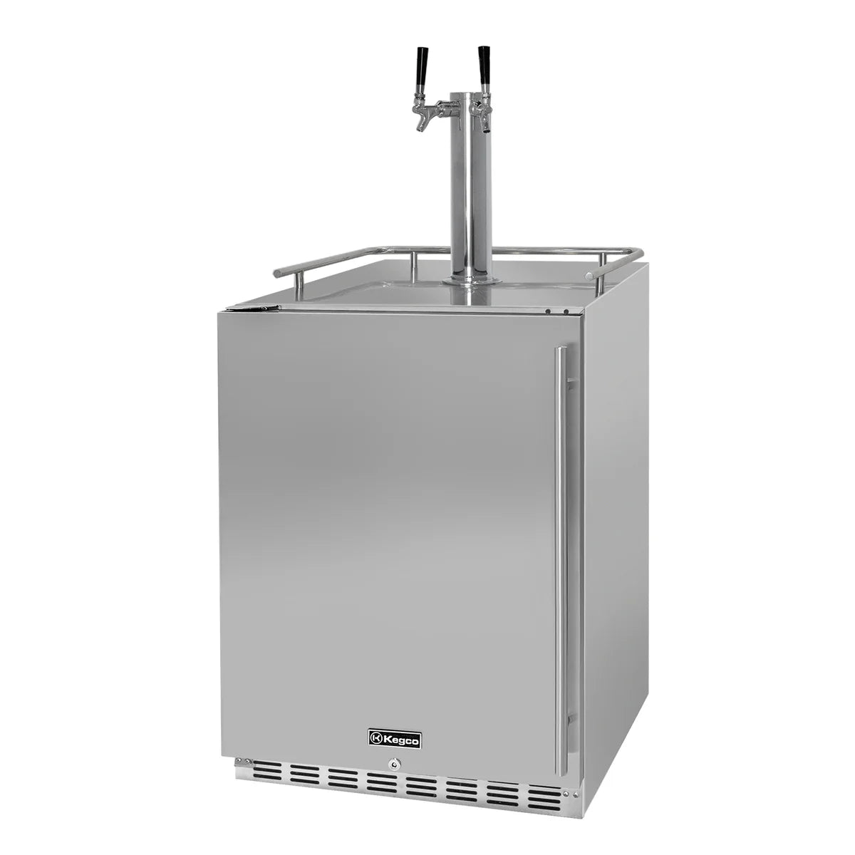Dual Faucet Digital Outdoor Undercounter Left Hinge Kegerator with X-CLUSIVE Premium Direct Draw Kit