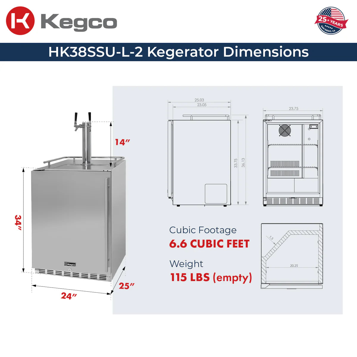 Dual Faucet Digital Outdoor Undercounter Left Hinge Kegerator with X-CLUSIVE Premium Direct Draw Kit
