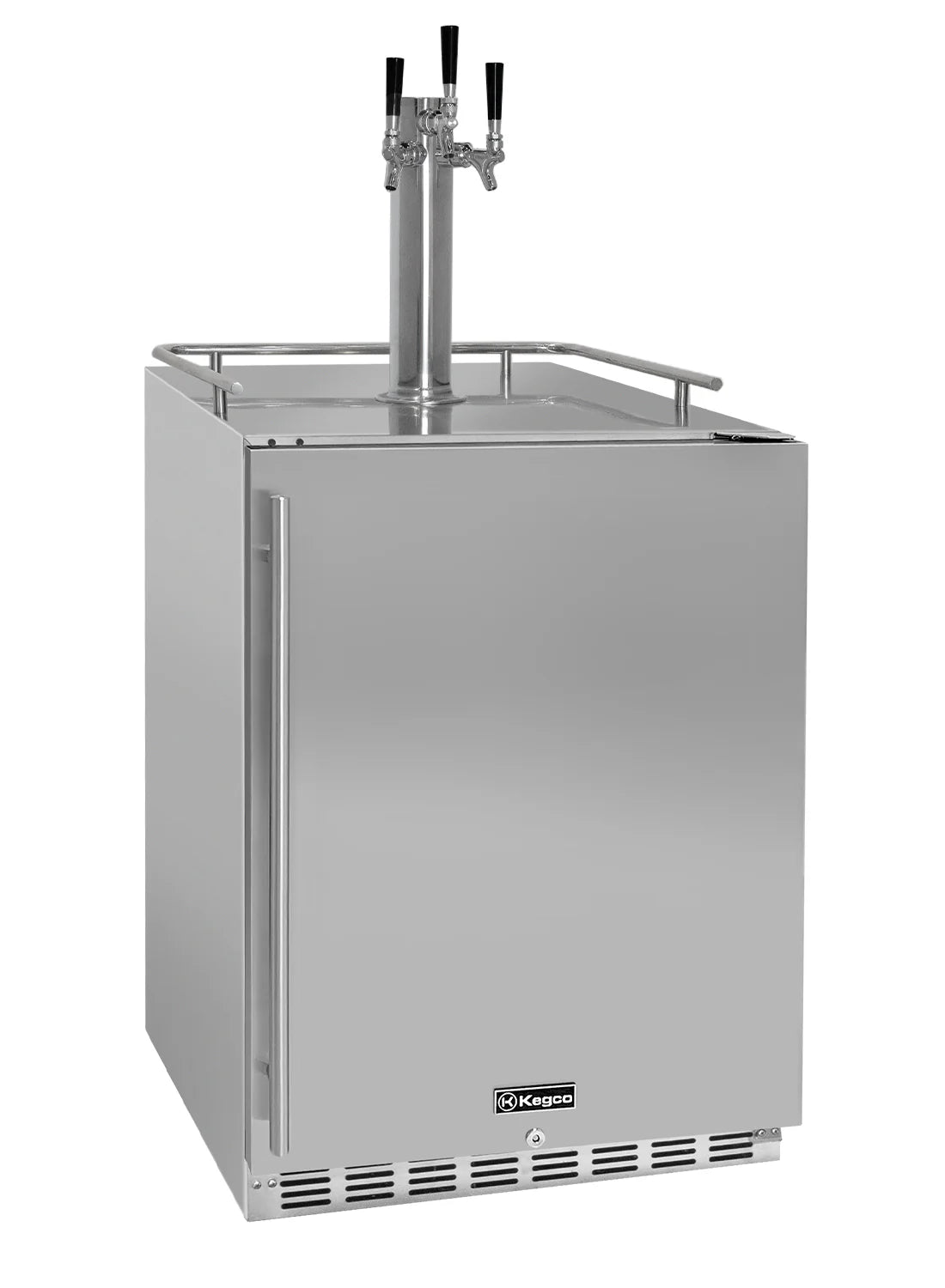 24" Wide Triple Tap All Stainless Steel Outdoor Built-In Right Hinge Kegerator with Kit