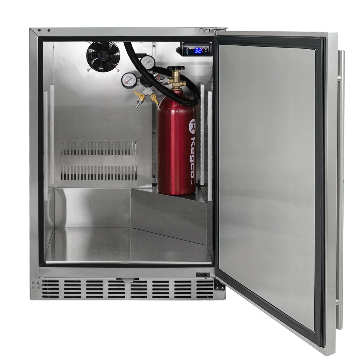 24" Wide Dual Tap All Stainless Steel Outdoor BuiltIn Right Hinge Kegerator with Kit SKU: BF MPHK38SSU-2