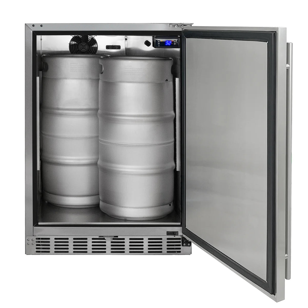 24" Wide Dual Tap All Stainless Steel Outdoor BuiltIn Right Hinge Kegerator with Kit SKU: BF MPHK38SSU-2