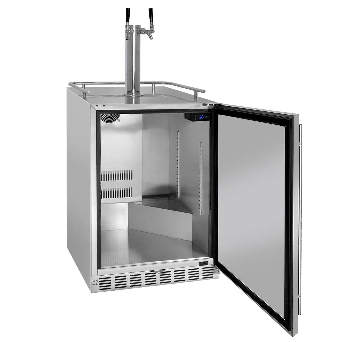 24" Wide Dual Tap All Stainless Steel Outdoor BuiltIn Right Hinge Kegerator with Kit SKU: BF MPHK38SSU-2