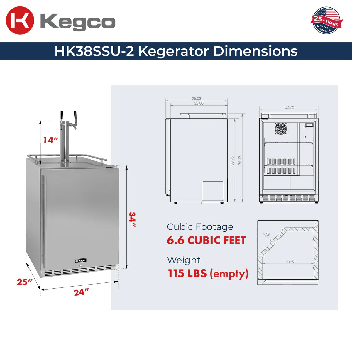 24" Wide Dual Tap All Stainless Steel Outdoor BuiltIn Right Hinge Kegerator with Kit SKU: BF MPHK38SSU-2