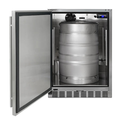 Dual Faucet Digital Outdoor Undercounter Left Hinge Kegerator with X-CLUSIVE Premium Direct Draw Kit
