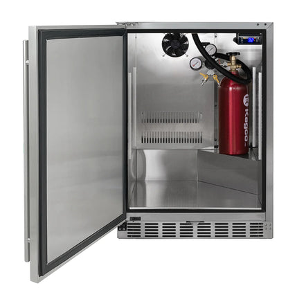 Dual Faucet Digital Outdoor Undercounter Left Hinge Kegerator with X-CLUSIVE Premium Direct Draw Kit