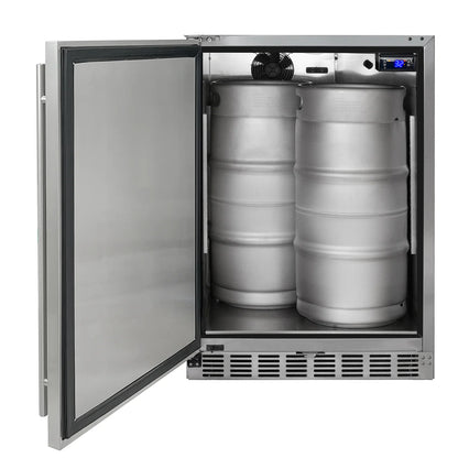 Dual Faucet Digital Outdoor Undercounter Left Hinge Kegerator with X-CLUSIVE Premium Direct Draw Kit
