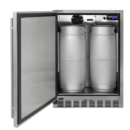 Dual Faucet Digital Outdoor Undercounter Left Hinge Kegerator with X-CLUSIVE Premium Direct Draw Kit