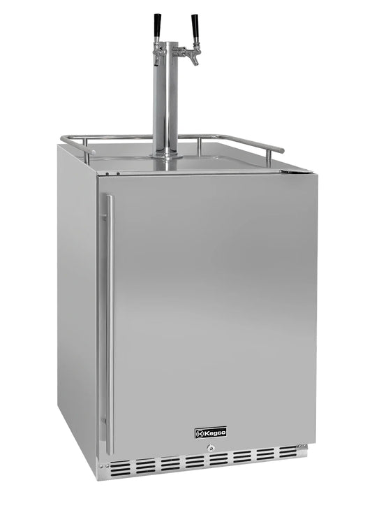 24" Wide Dual Tap All Stainless Steel Outdoor BuiltIn Right Hinge Kegerator with Kit   SKU: BF MPHK38SSU-2