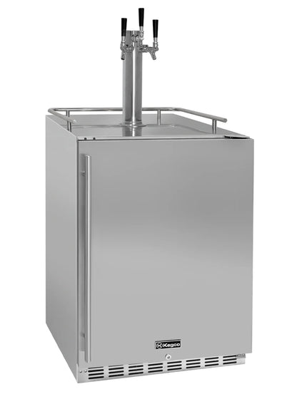 24" Wide Triple Tap All Stainless Steel Outdoor Built-In Right Hinge Kegerator with Kit