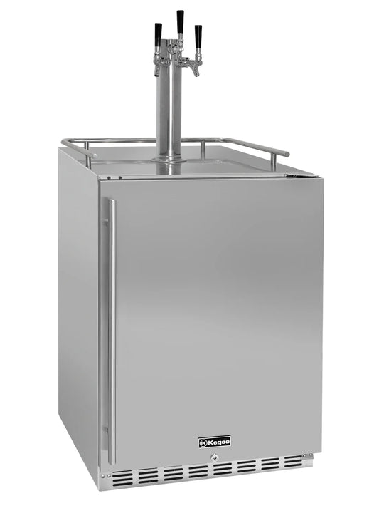 24" Wide Triple Tap All Stainless Steel Outdoor Built-In Right Hinge Kegerator with Kit