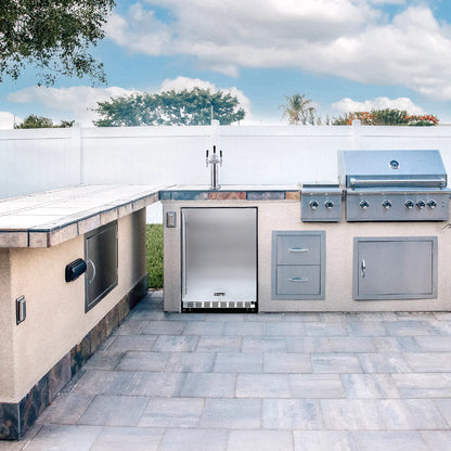 24" Wide Triple Tap All Stainless Steel Outdoor Built-In Right Hinge Kegerator with Kit