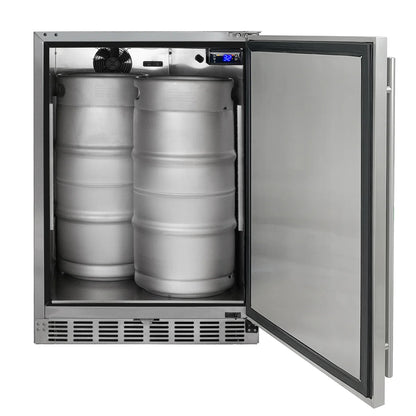24" Wide Dual Tap All Stainless Steel Outdoor BuiltIn Right Hinge Kegerator with Kit   SKU: BF MPHK38SSU-2